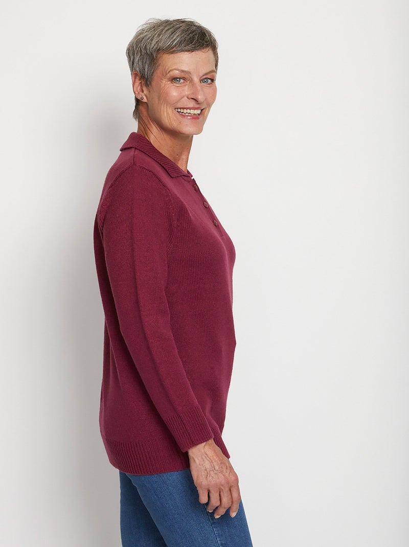 Pull col polo maille épaisse - Afibel Prune - Kiabi