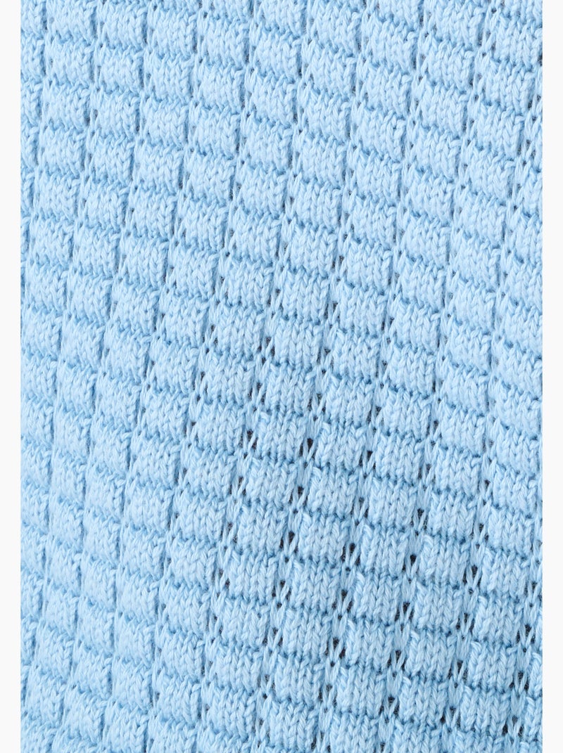 Pull col polo maille gaufrée - damart Bleu - Kiabi