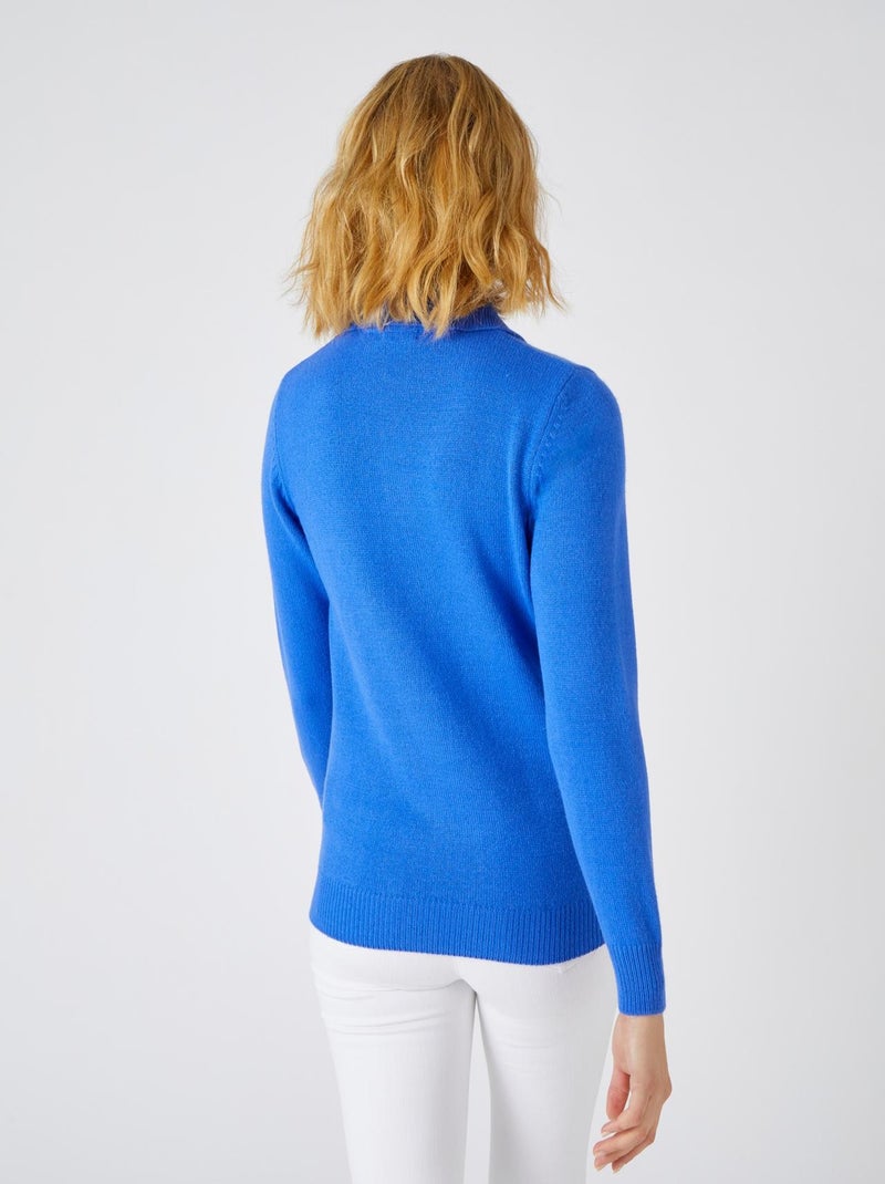 Pull col polo manches longues - Damart Bleu - Kiabi