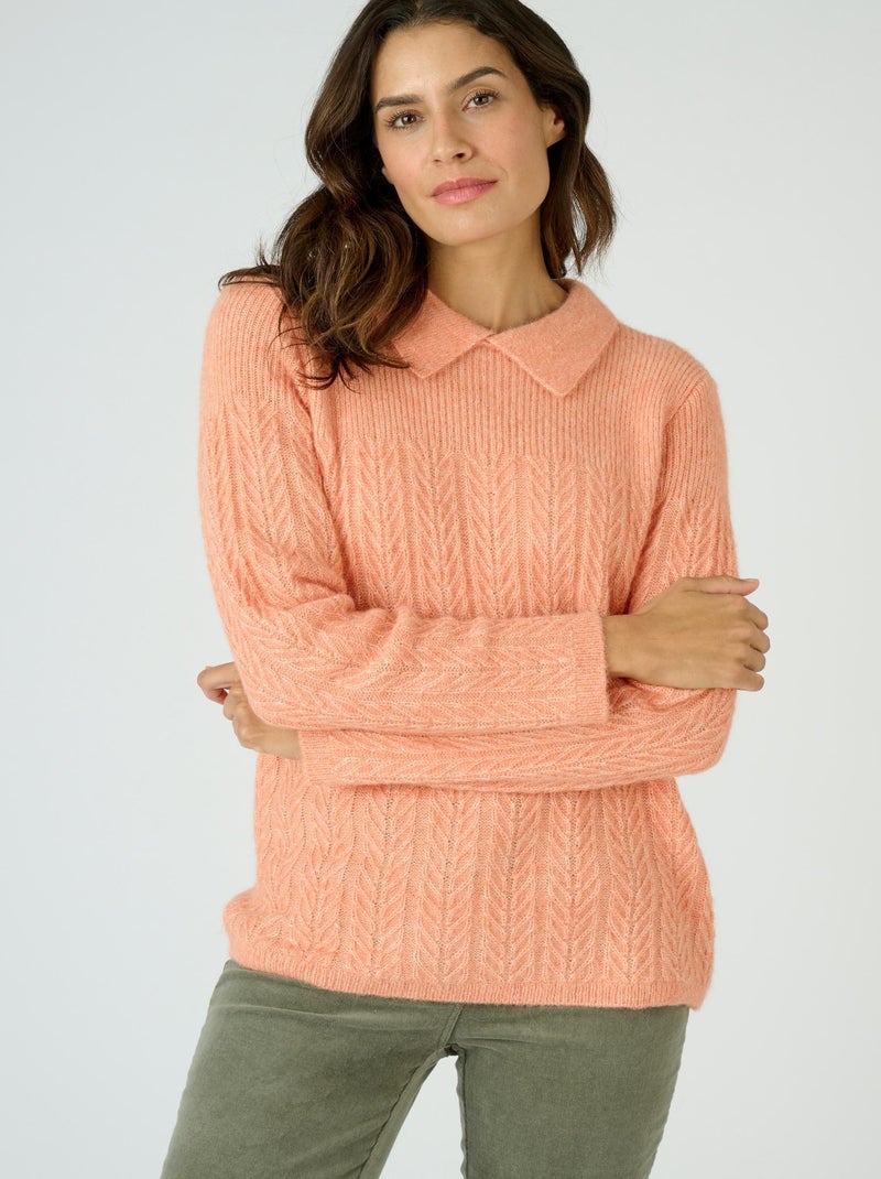 Pull col polo mélange alpaga - Damart Abricot - Kiabi