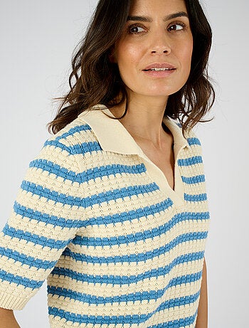 Pull col polo rayé - Damart