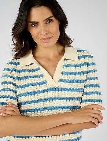 Pull col polo rayé - Damart