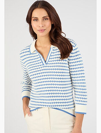 Pull col polo rayé - Damart