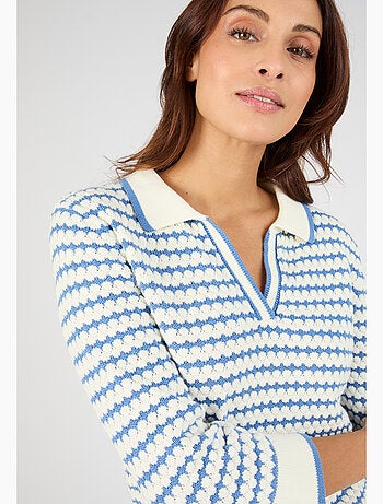 Pull col polo rayé - Damart