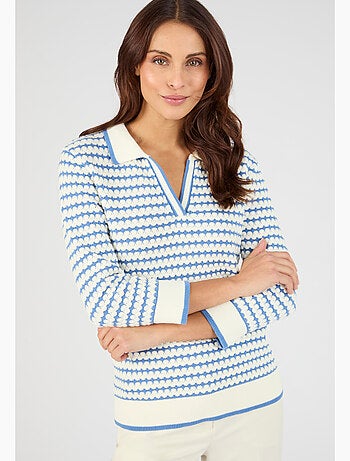 Pull col polo rayé - Damart