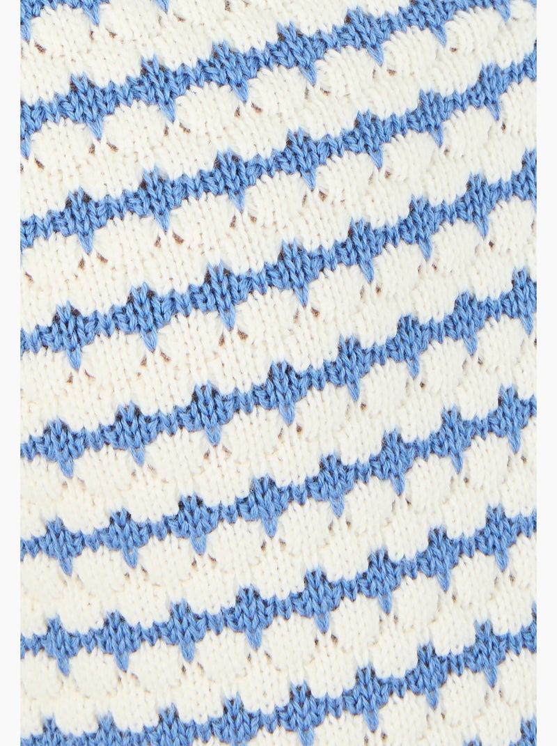 Pull col polo rayé - Damart Bleu - Kiabi