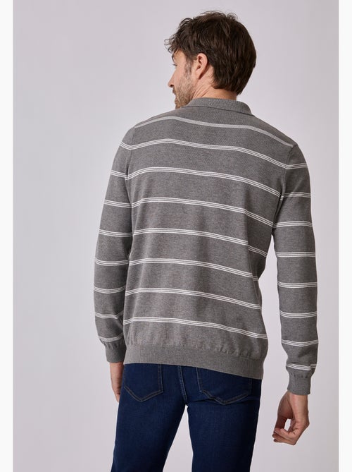 Pull col polo rayé - Damart - Kiabi