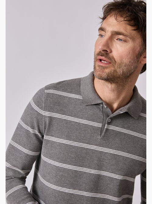 Pull col polo rayé - Damart - Kiabi