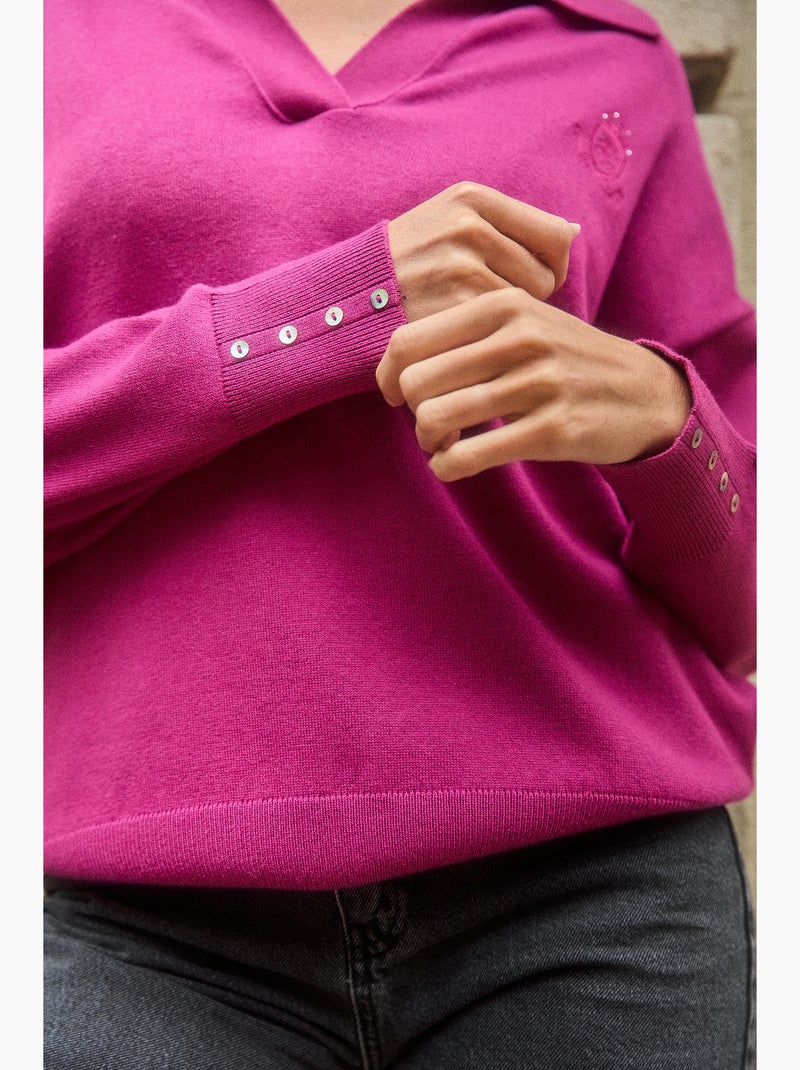 PULL COL POLO S HERITAGE STRAWBERRY Rose framboise - Kiabi