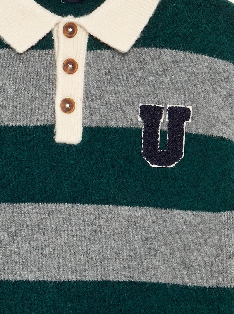 Pull col polo Vert foncé - Kiabi