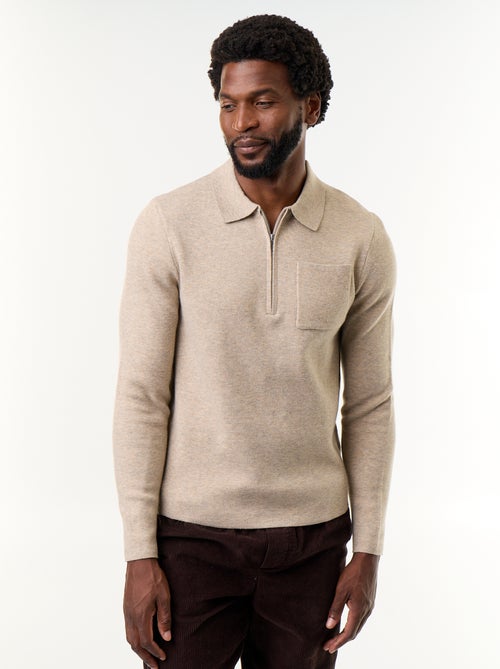 Pull col polo zippé - Kiabi