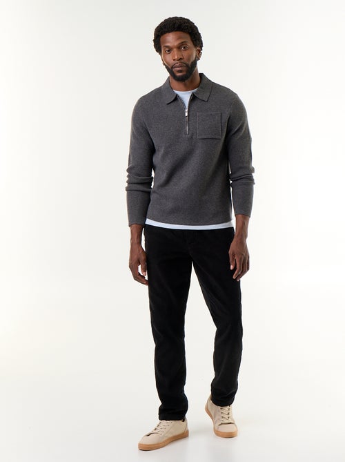 Pull col polo zippé - Kiabi