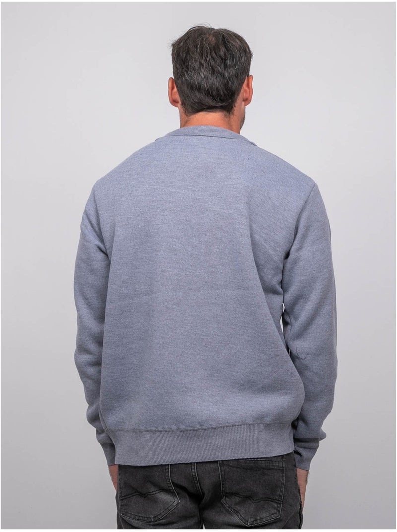 Pull col polo zippé larmoti Gris chiné - Kiabi