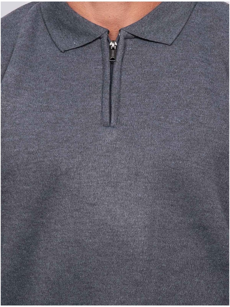 Pull col polo zippé larmoti Gris foncé - Kiabi
