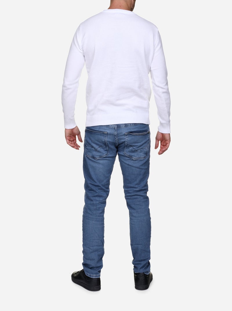 Pull col rond - Kenzarro Blanc - Kiabi