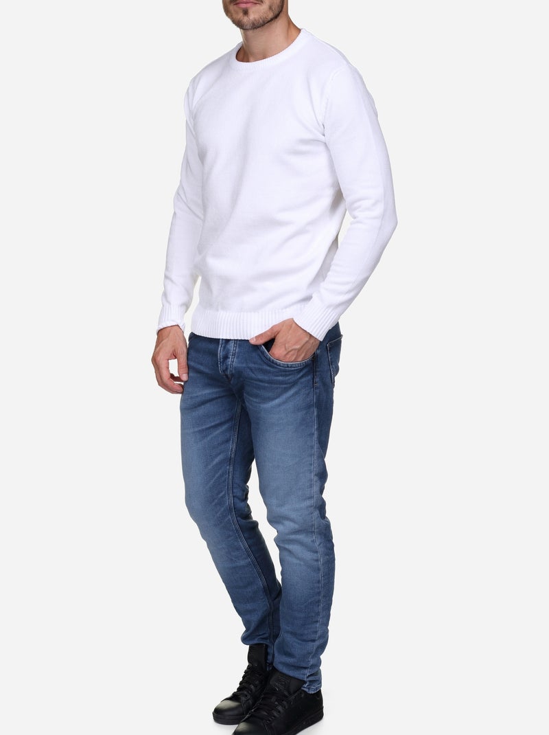 Pull col rond - Kenzarro Blanc - Kiabi