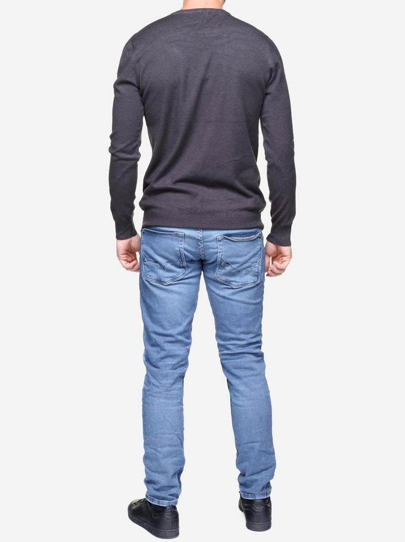 Pull col rond - Kenzarro Gris foncé - Kiabi