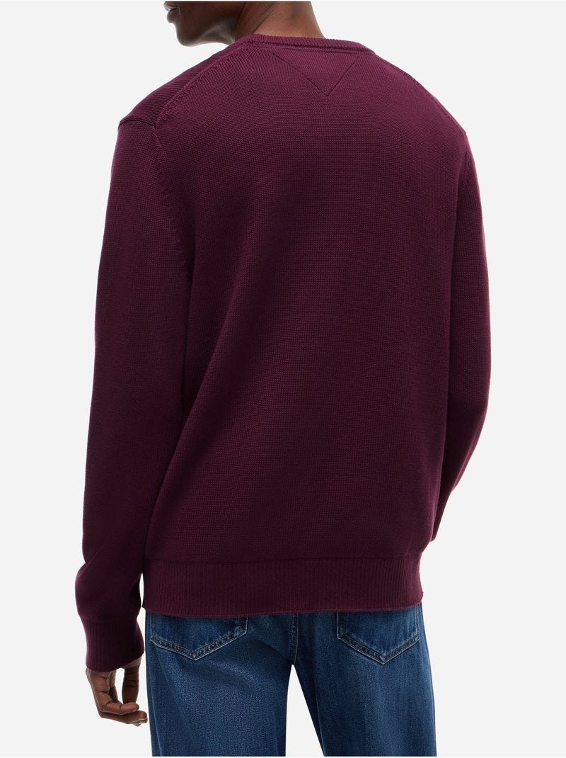 Pull col rond - tommy jeans Bordeaux - Kiabi