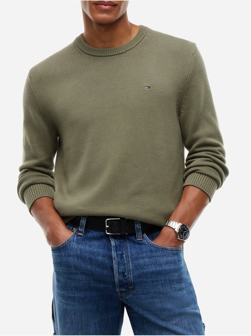 Pull col rond - tommy jeans Kaki - Kiabi