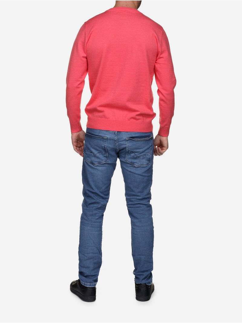 Pull col rond - Yves Enzo Rouge vermillon - Kiabi