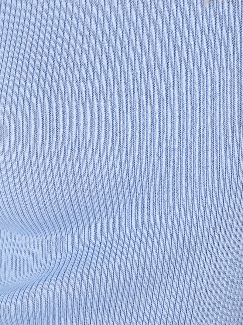 Pull col rond 50% laine mérinos, uni et rayé - Damart Bleu clair - Kiabi