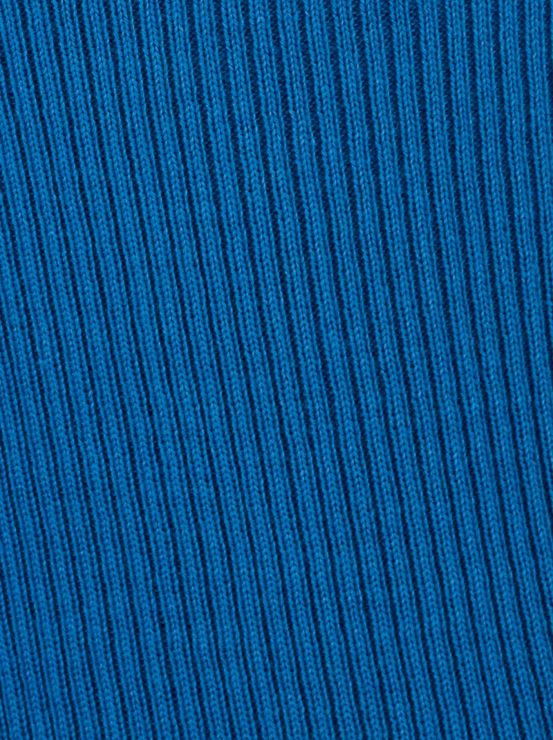Pull col rond 50% laine mérinos, uni et rayé - Damart Bleu électrique - Kiabi