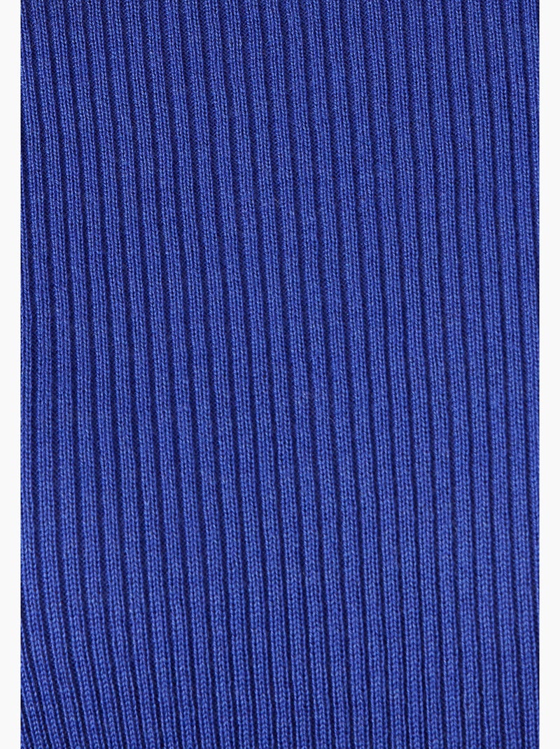 Pull col rond 50% laine mérinos, uni et rayé - Damart Bleu paon - Kiabi