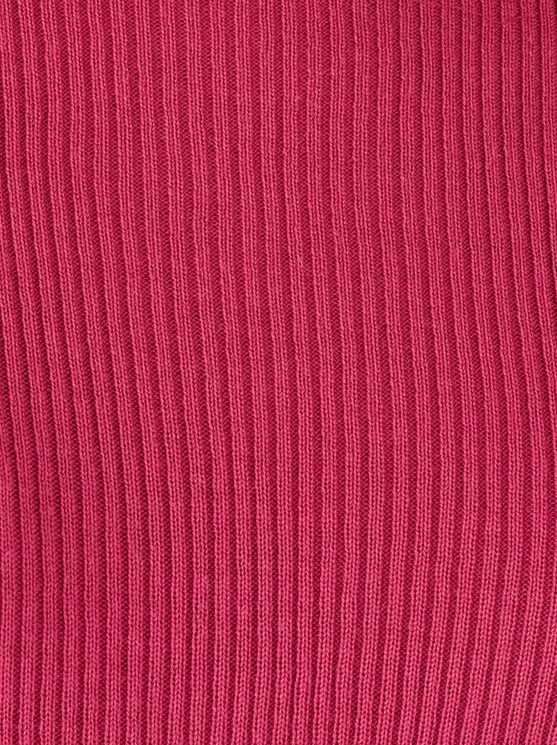 Pull col rond 50% laine mérinos, uni et rayé - Damart Rose framboise - Kiabi