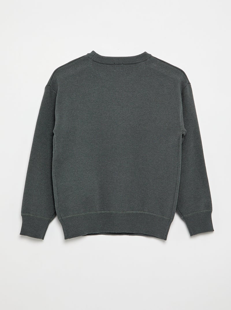 Pull col rond à manches longues uni Bleu - Kiabi