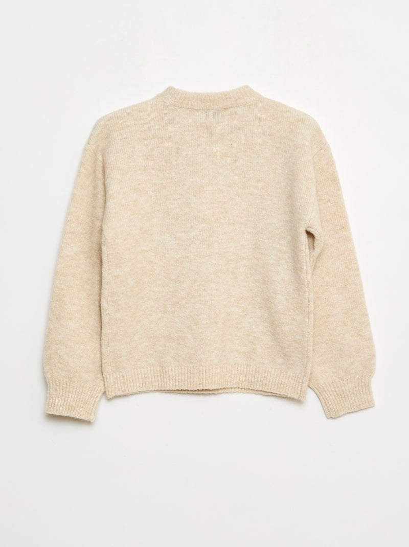 Pull col rond à motif Beige - Kiabi
