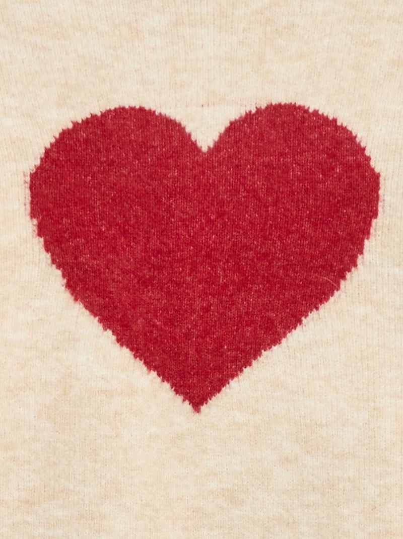 Pull col rond à motif Beige - Kiabi