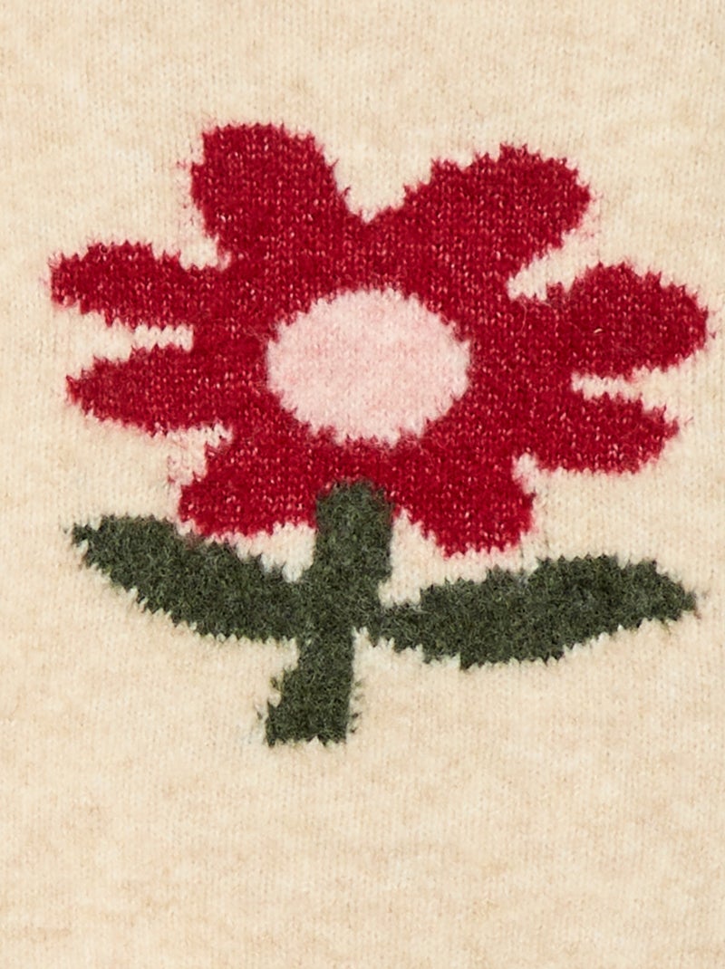 Pull col rond à motif Beige - Kiabi