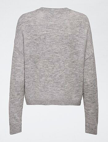 Pull col rond à motif imprimé cœur