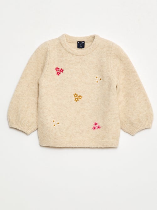 Pull col rond à motif tricoté - Kiabi