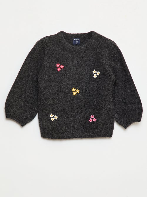 Pull col rond à motif tricoté - Kiabi