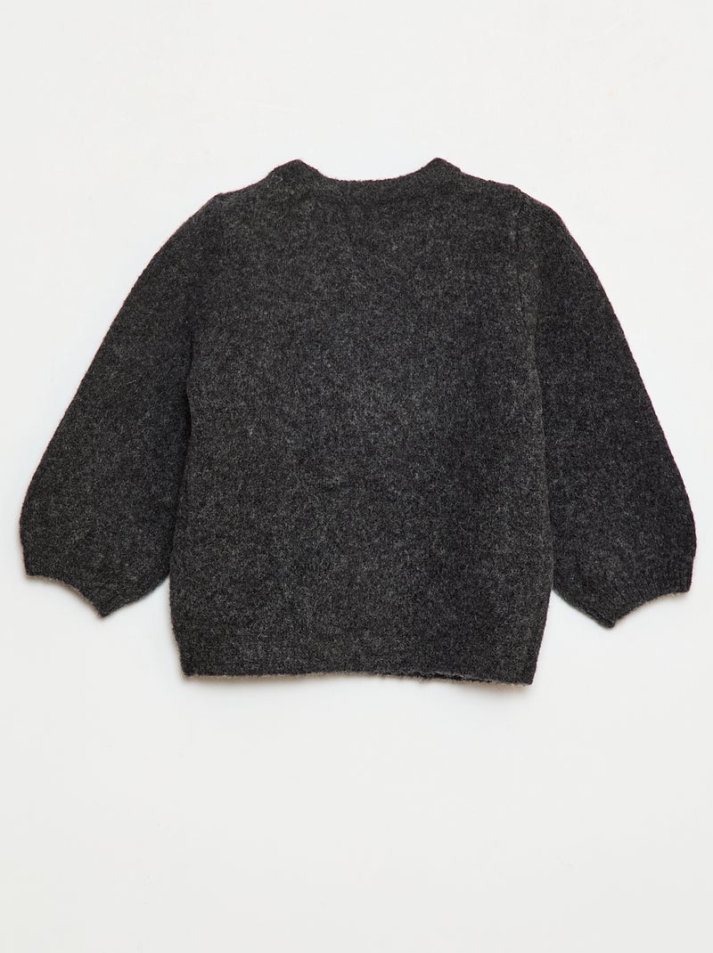 Pull col rond à motif tricoté Gris - Kiabi