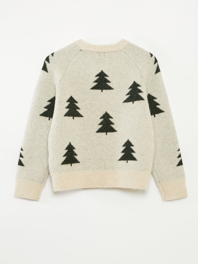 Pull col rond animé Beige - Kiabi