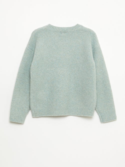 Pull col rond avec fleurs en crochet uni - Kiabi