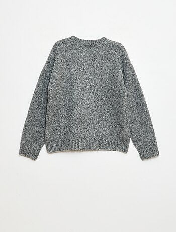Pull col rond avec fleurs en crochet uni