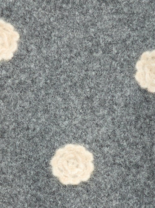 Pull col rond avec fleurs en crochet uni - Kiabi