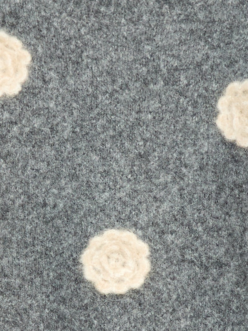Pull col rond avec fleurs en crochet uni Gris - Kiabi