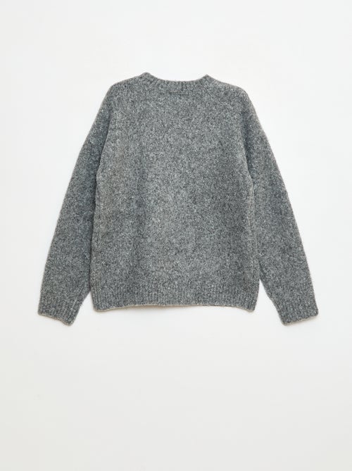 Pull col rond avec fleurs en crochet uni - Kiabi
