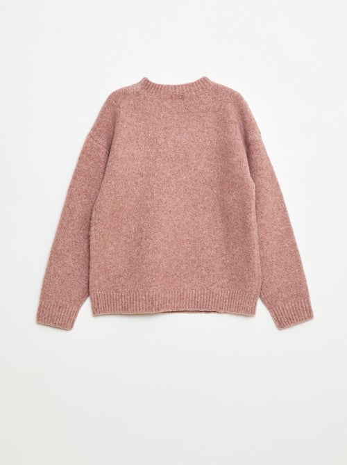 Pull col rond avec fleurs en crochet uni - Kiabi
