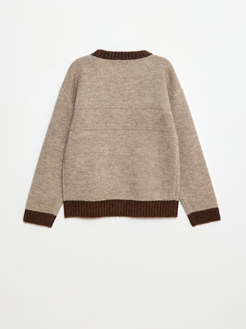 Pull col rond avec frise - Kiabi