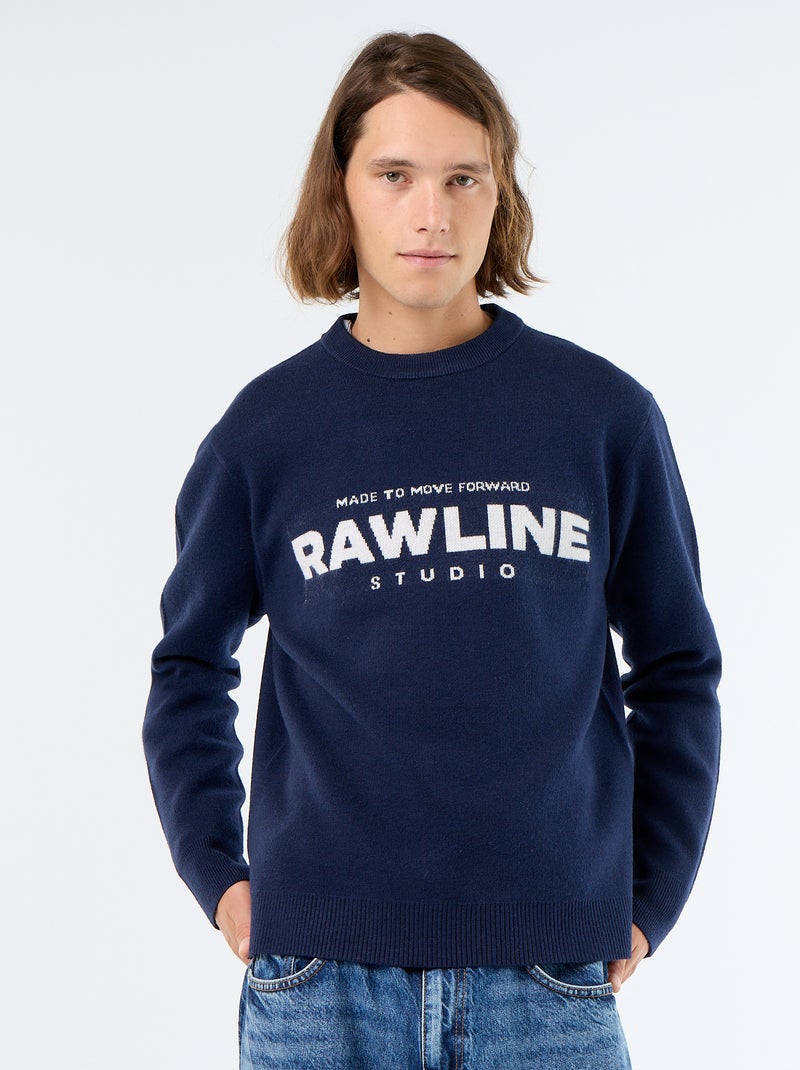 Pull col rond avec inscriptions Blanc - Kiabi
