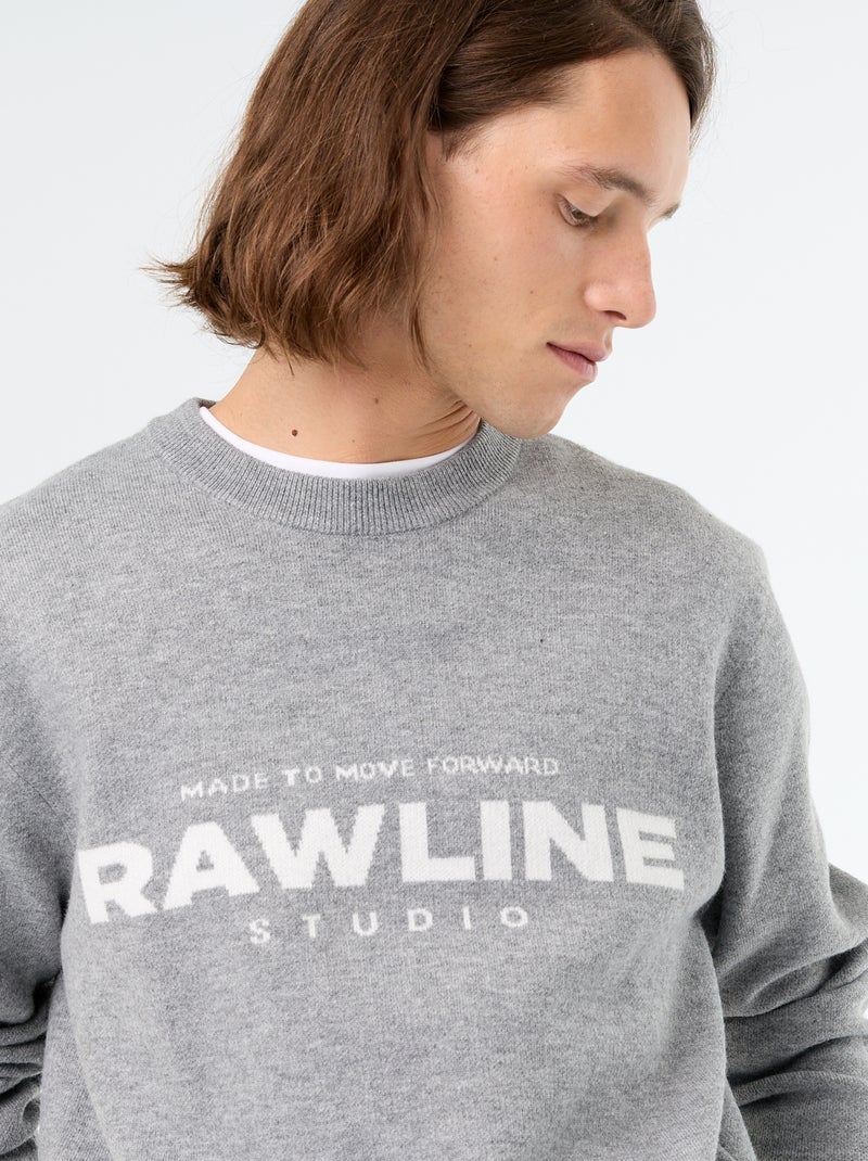 Pull col rond avec inscriptions Blanc - Kiabi