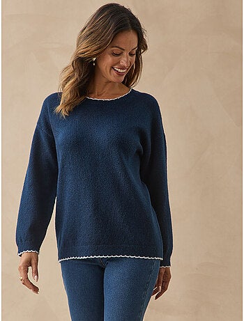 Pull col rond avec laine - daxon
