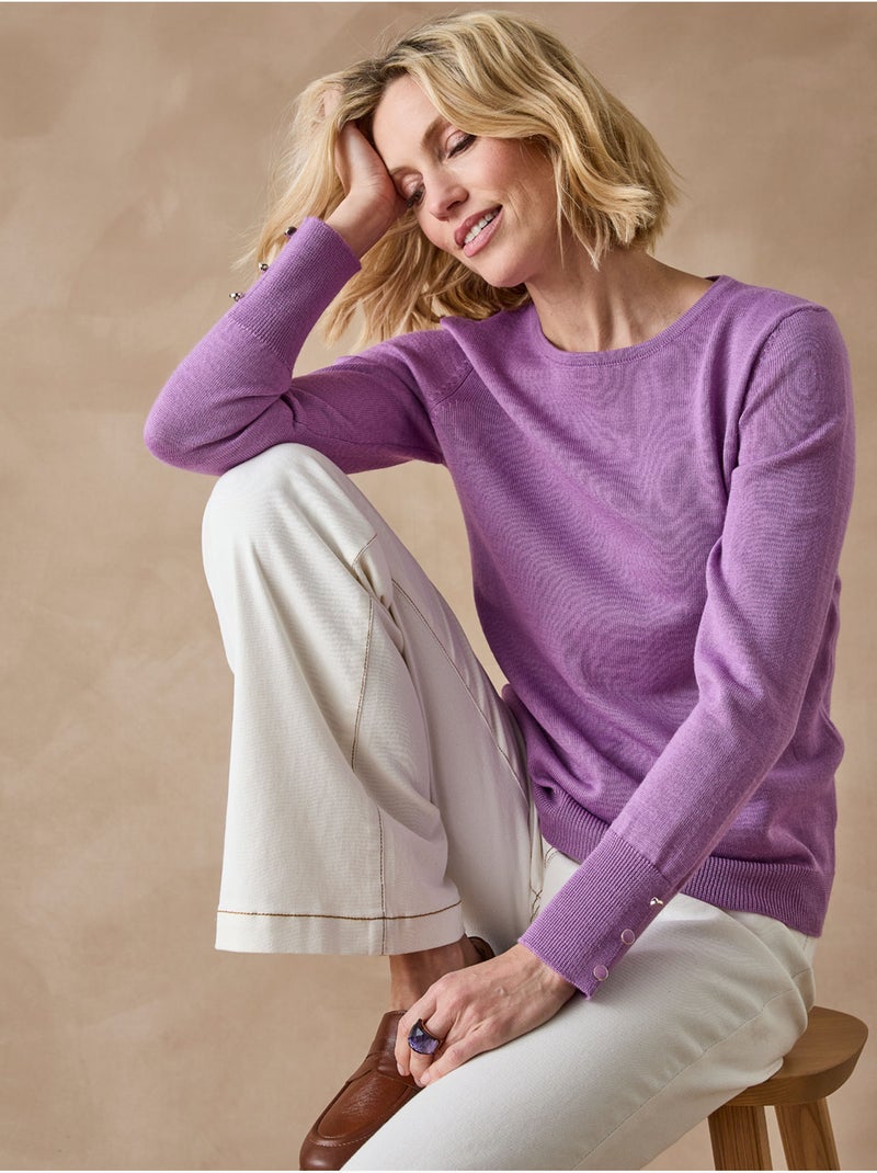 Pull col rond avec laine mérinos - DAXON Rose - Kiabi