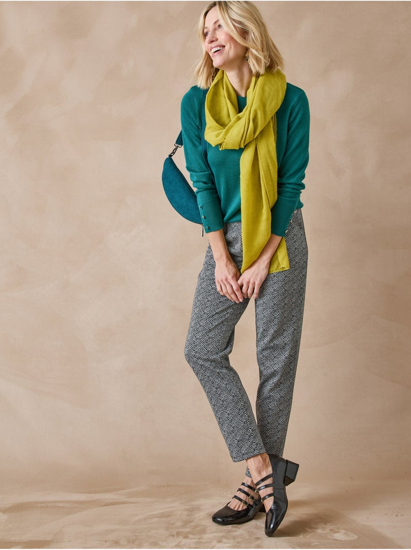 Pull col rond avec laine mérinos - DAXON Vert émeraude - Kiabi