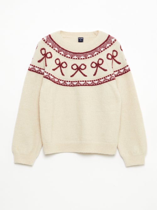 Pull col rond avec motif de noeuds - Kiabi